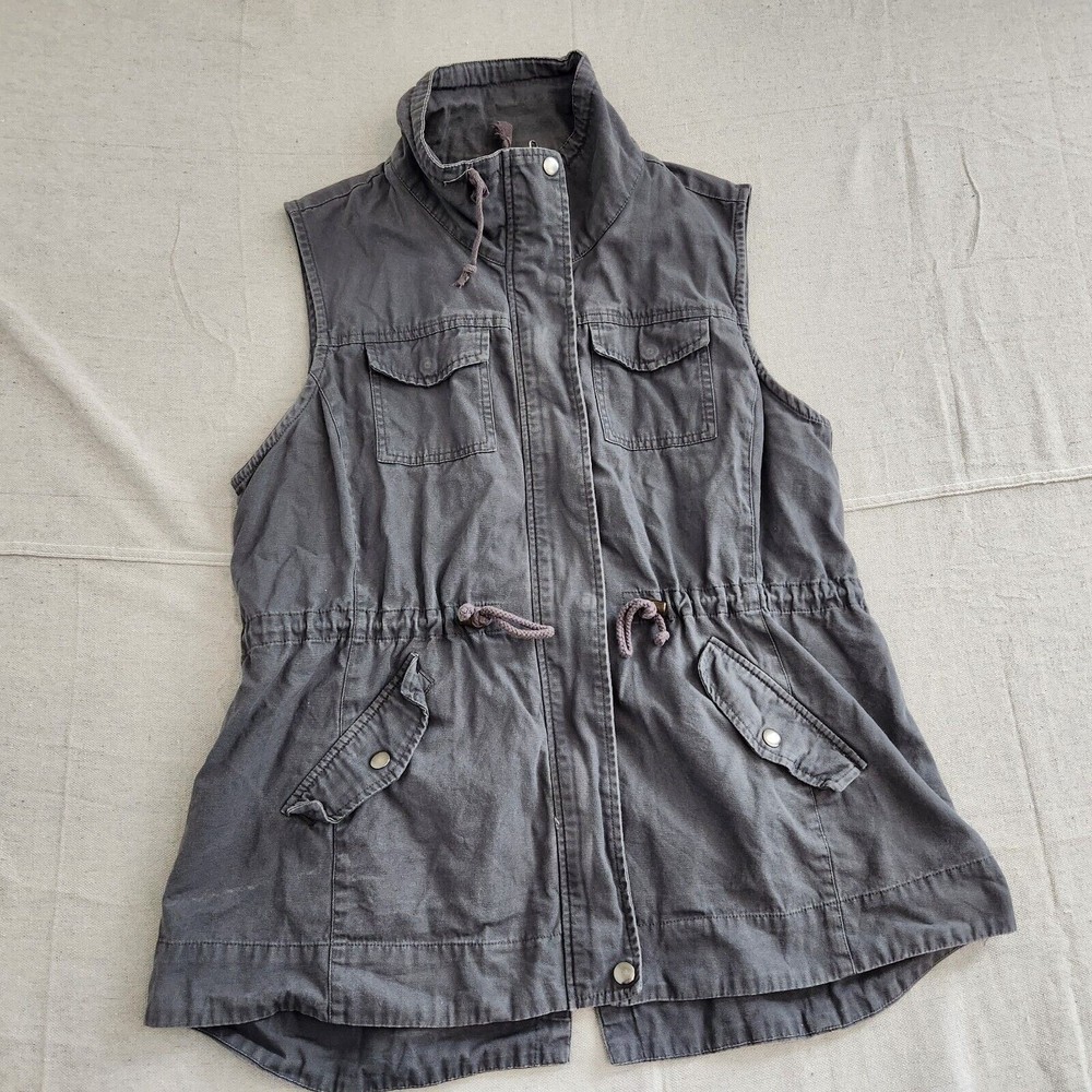 Women's Sleeveless Utility Jacket - Charcoal